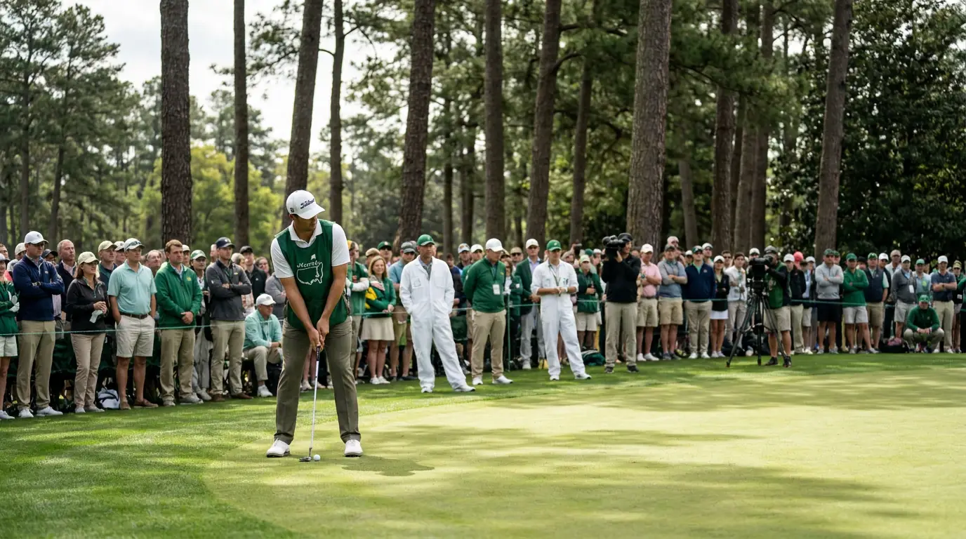 Augusta National fairway lined with spectators during Masters week