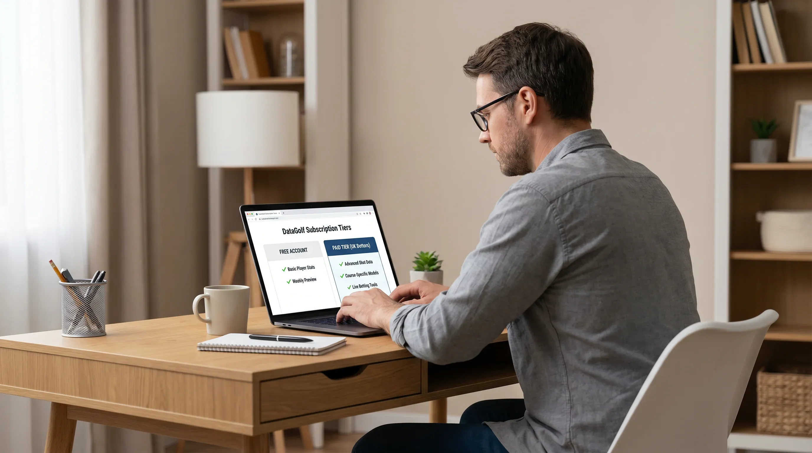 DataGolf subscription tiers showing free versus paid feature access for UK bettors