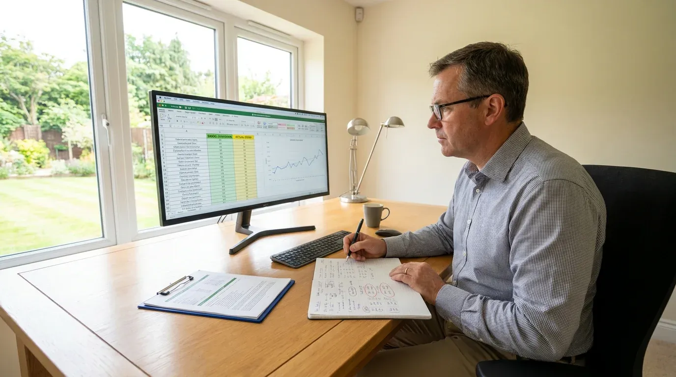 Golf analyst noting where model predictions diverge from actual results for adjustment