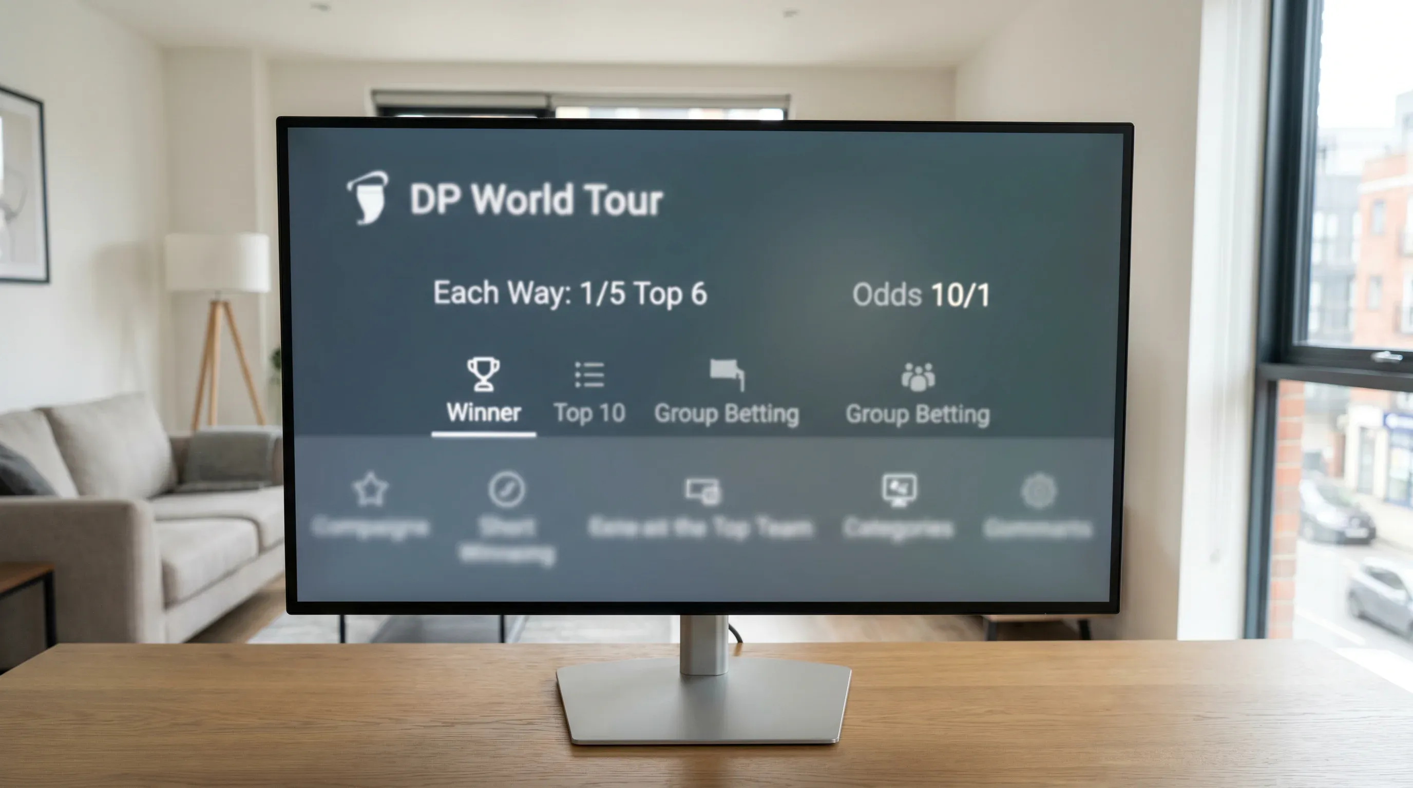 UK bookmaker each-way terms displayed for a DP World Tour event market