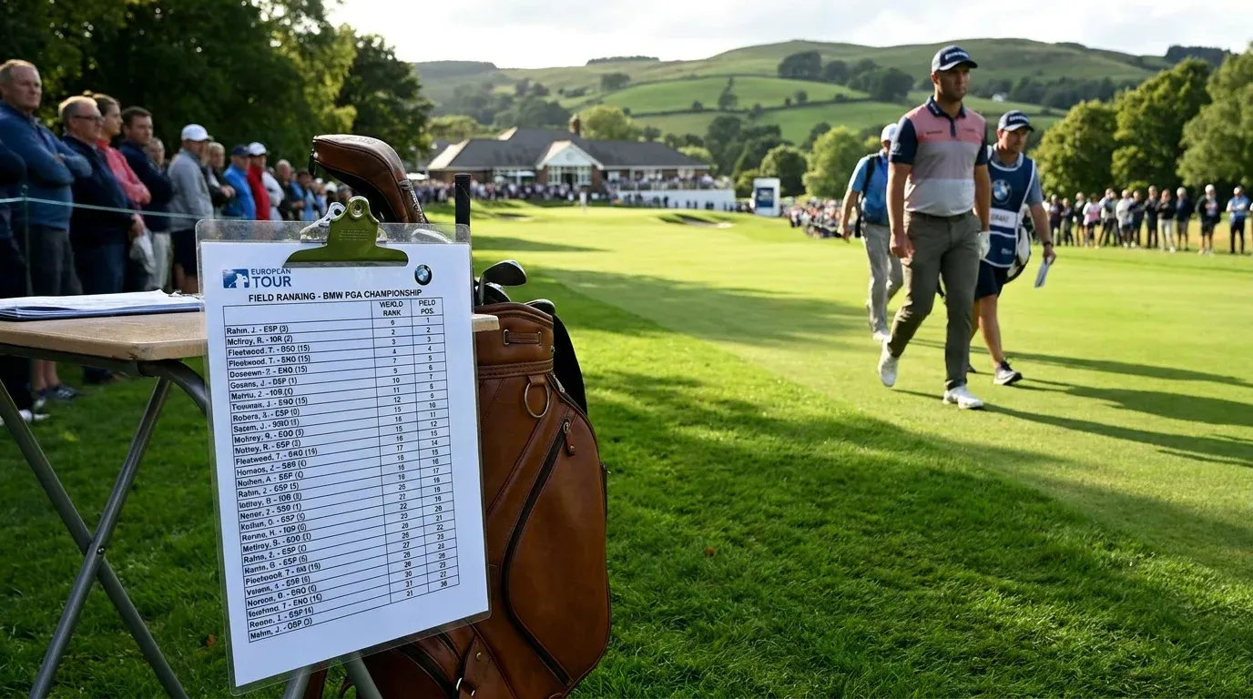 European Tour field ranking sheet showing player composition and world rankings