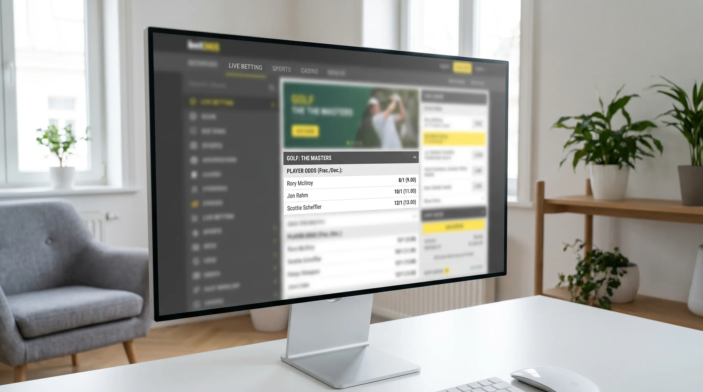 Golf betting odds board showing fractional and decimal formats for beginners