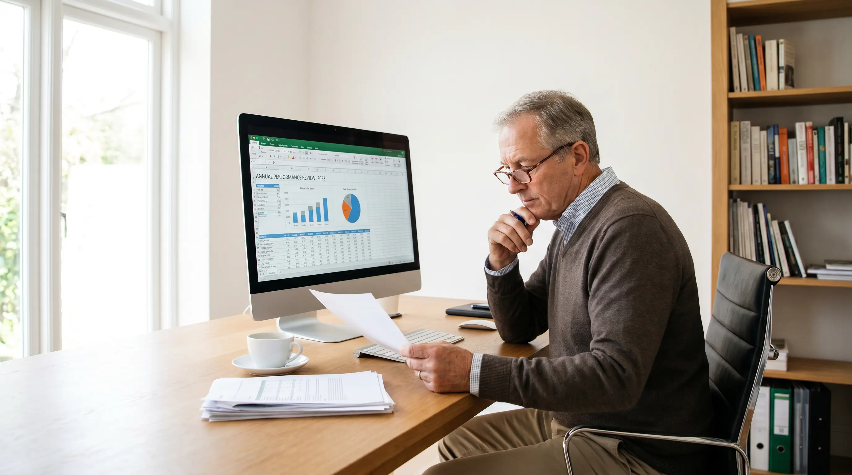 Experienced bettor reviewing annual results with measured expectations
