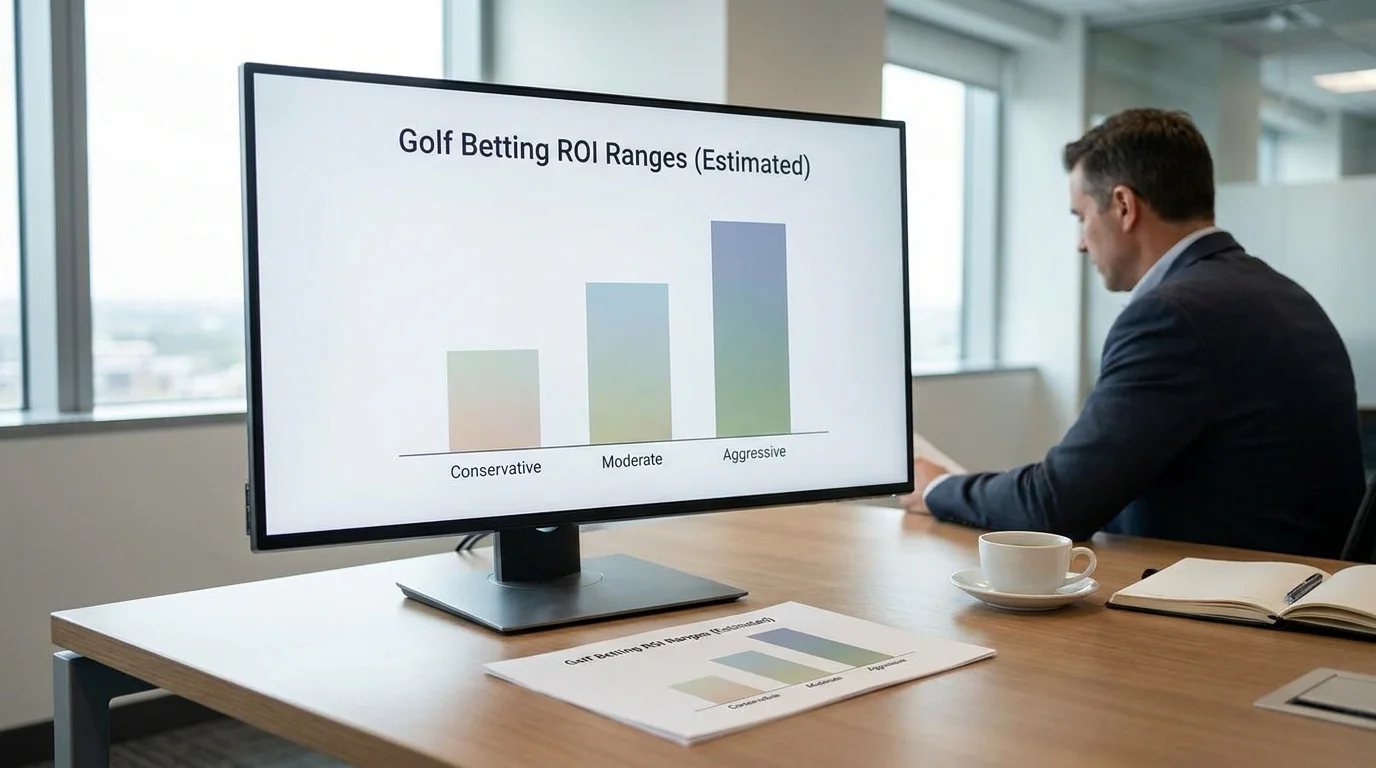 Simple bar chart showing realistic golf betting ROI ranges without specific figures