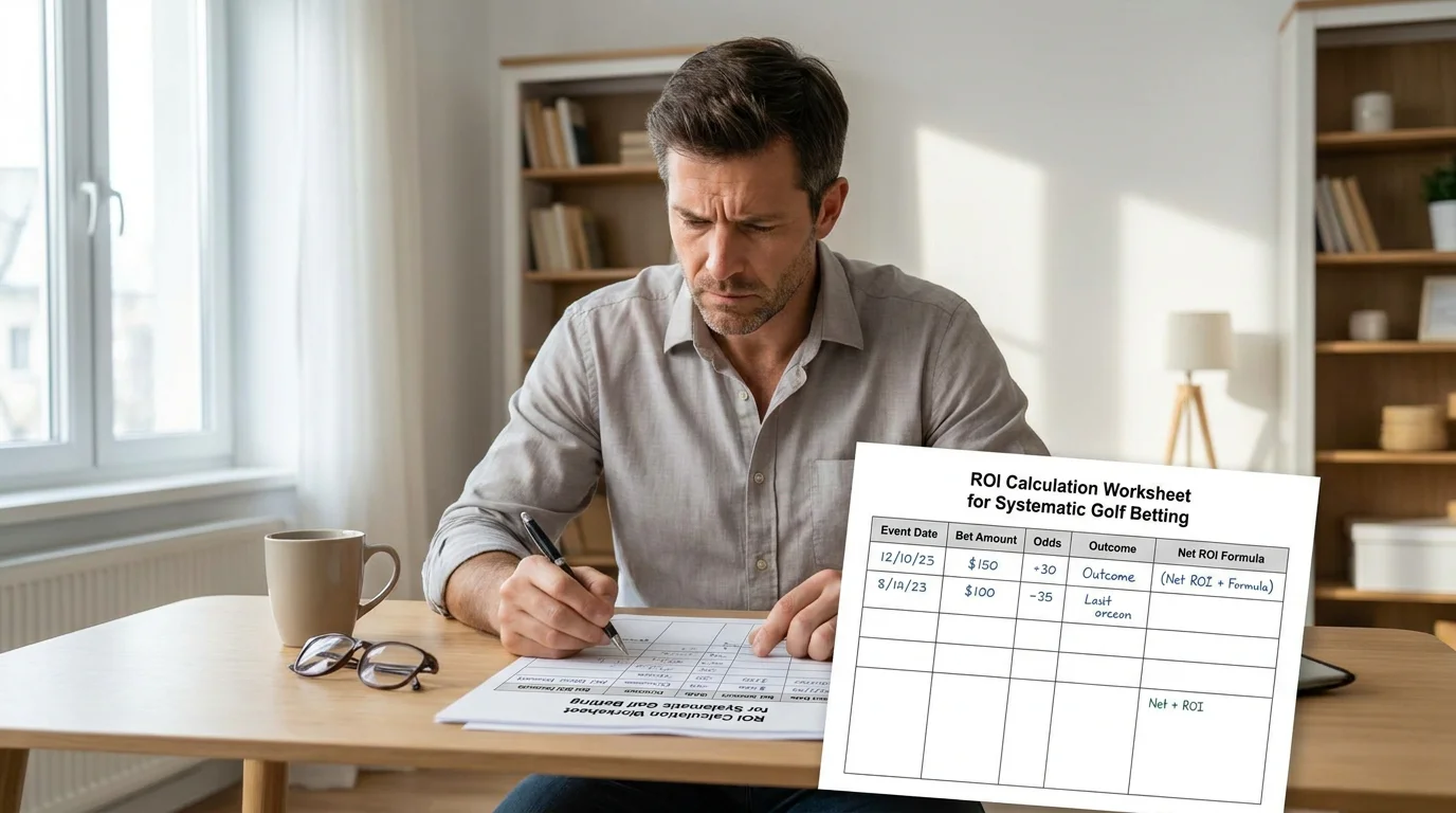 ROI calculation worksheet for systematic golf betting with clear formula layout