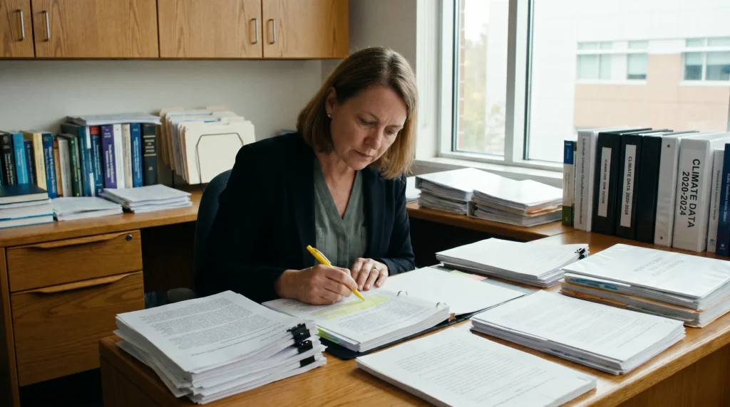 Systematic golf bettor reviewing evidence-based selection criteria in a research document