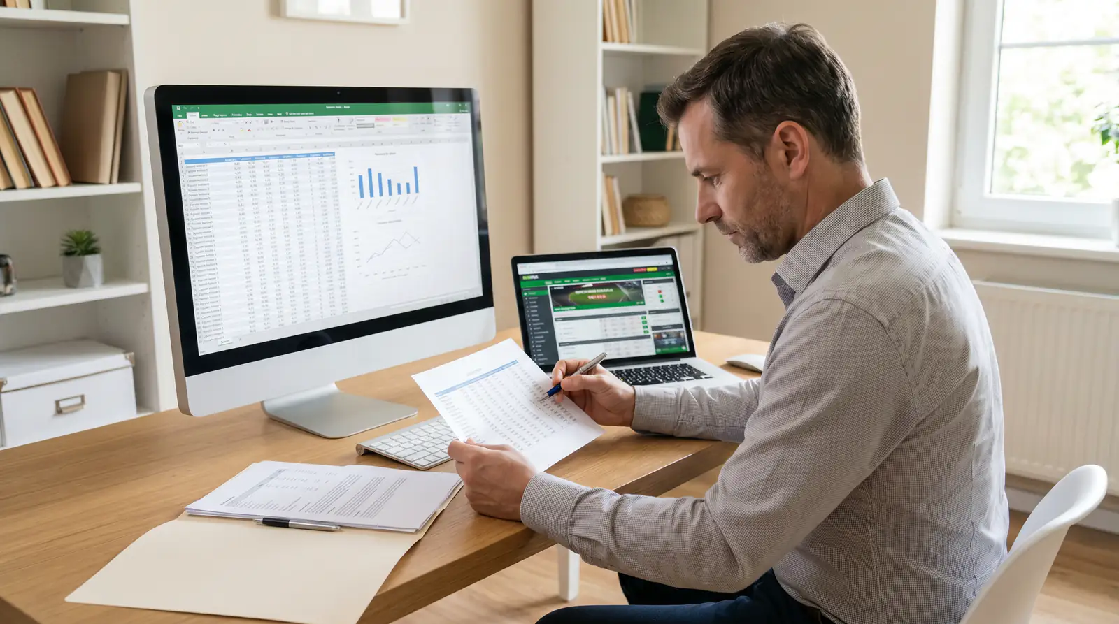 Systematic bettor comparing own probability model output against bookmaker market