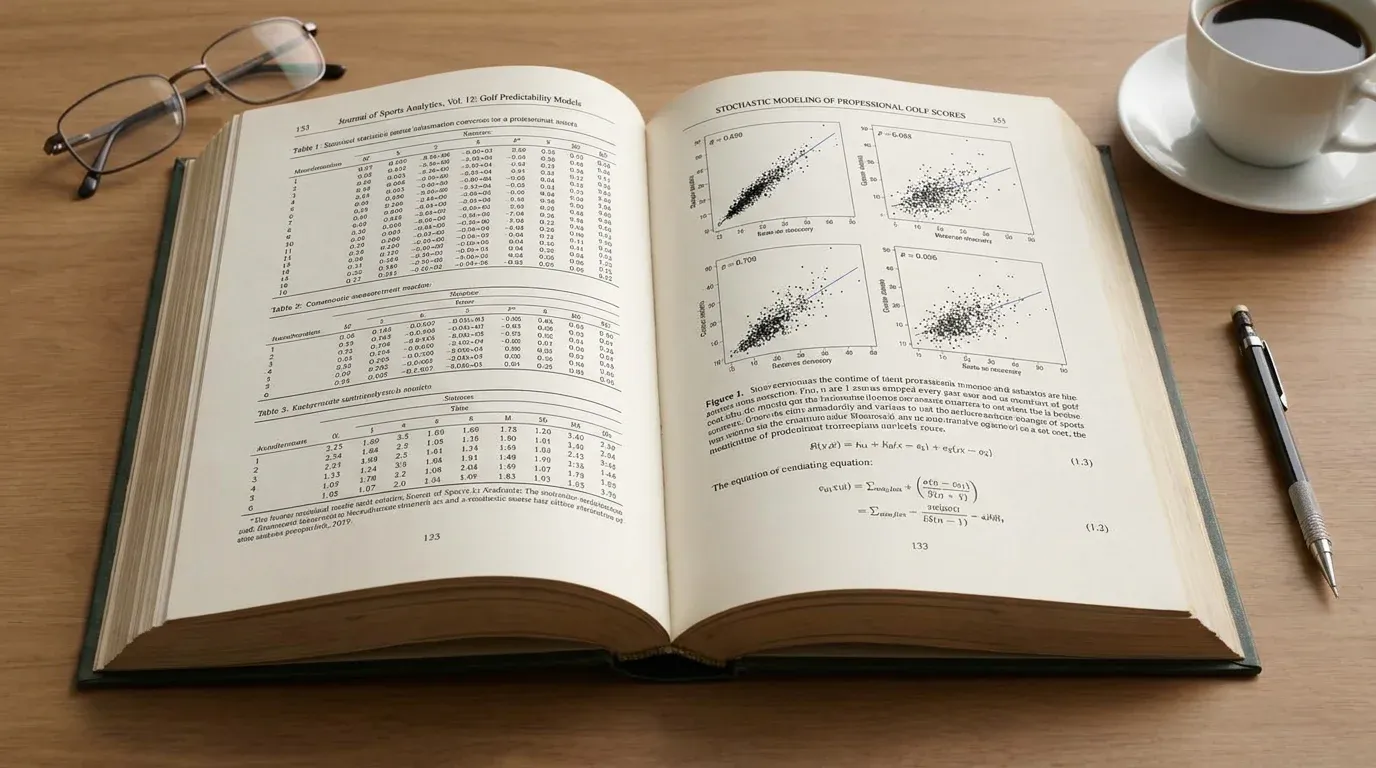 Research journal showing statistical analysis of golf predictability models