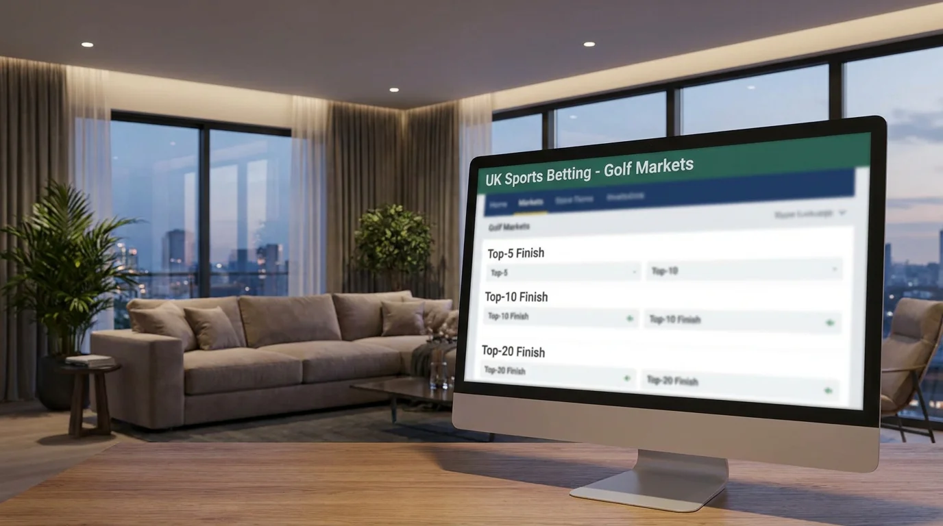Top-5 top-10 and top-20 golf markets displayed on a UK betting platform