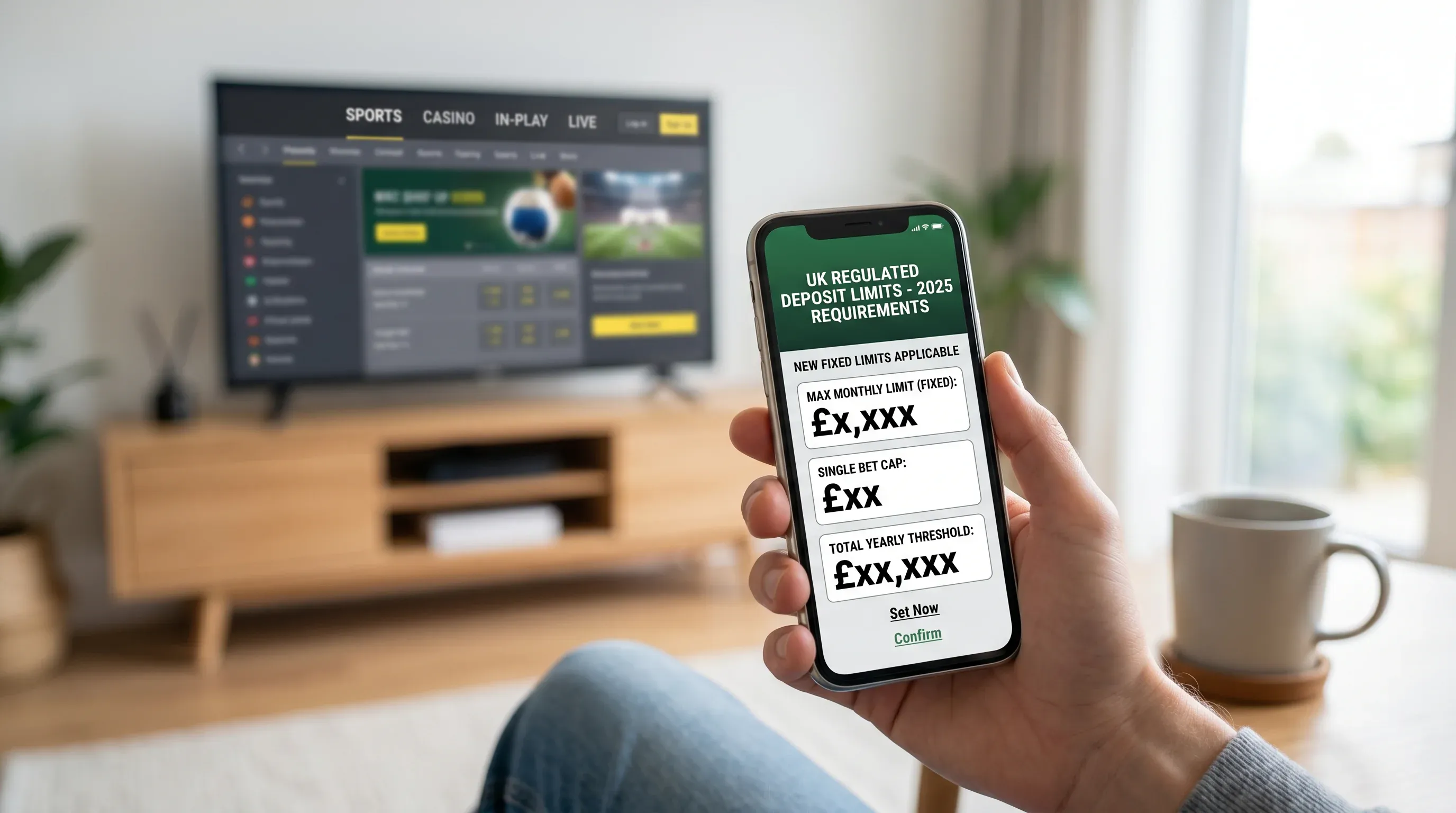 UK bookmaker deposit limit interface showing new 2025 regulatory requirements